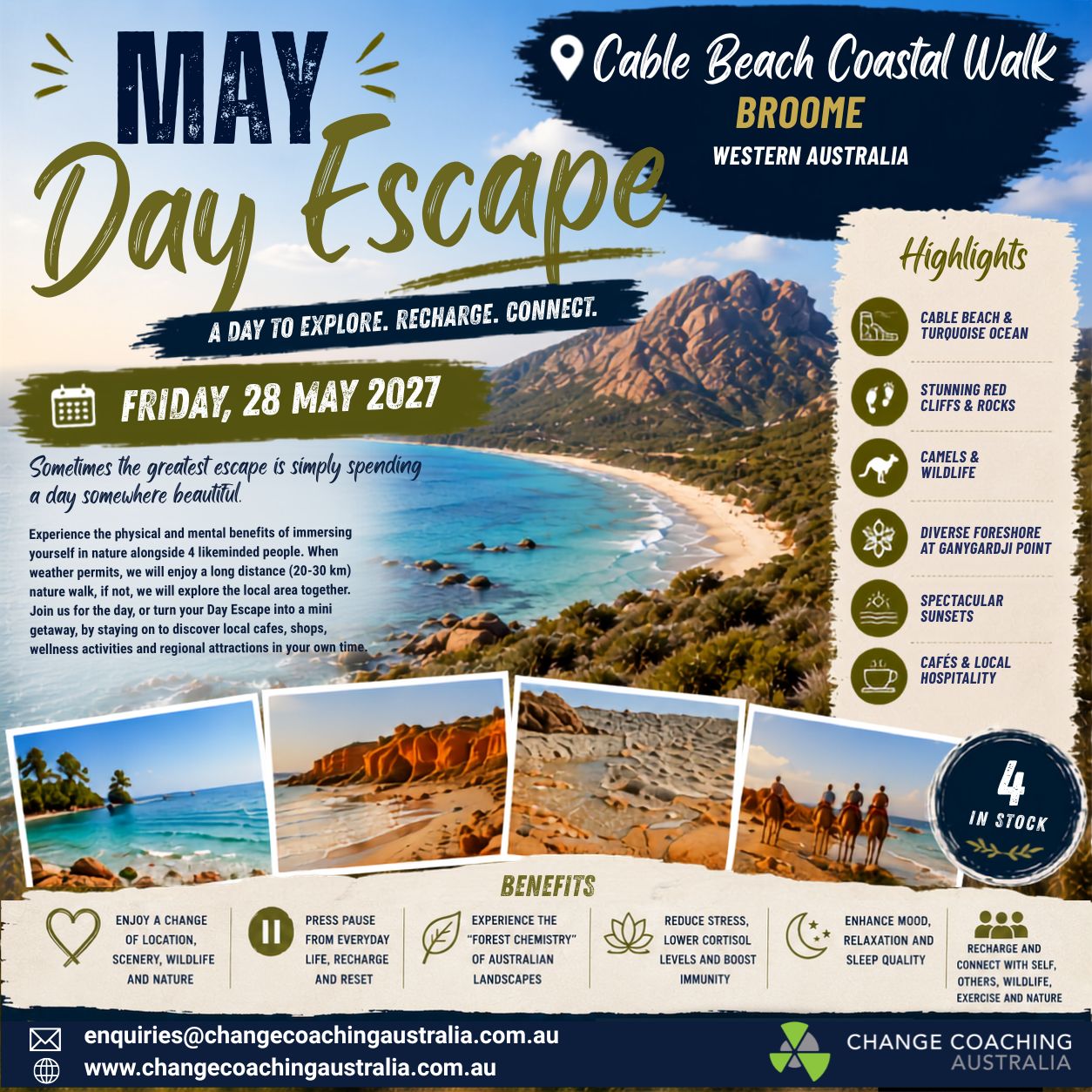 28 MAY 2027 DAY ESCAPE - BROOME, WA